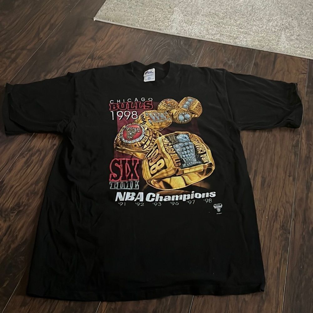 Vintage Chicago Bulls Championship Rings T-Shirt Sz XXL 1998 Six Time NBA Champs